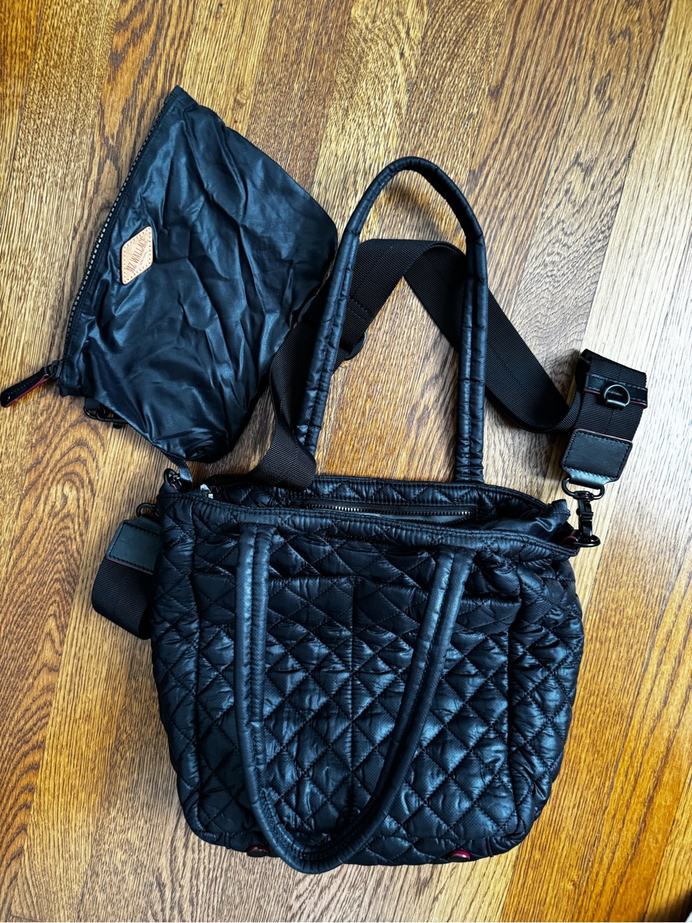 MZ Wallace Black Quilted Shoulder Tote with Removable Strap - Picture 5 of 7